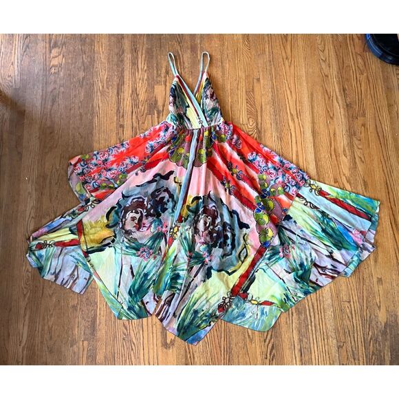 ALICE + OLIVIA Multicolor Orly Hankerchief Summer Maxi Dress   Women's Size 6 - Picture 3 of 9